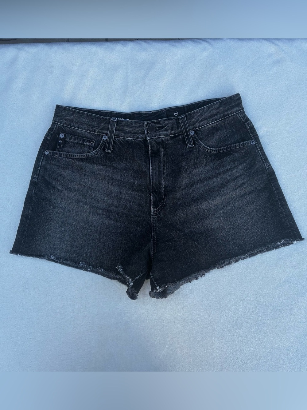 AG Adriano Goldschmied Alexxis High Rise Wedgie Shorts Black Cutoff Denim 31